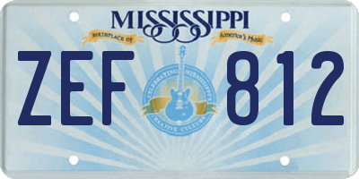 MS license plate ZEF812