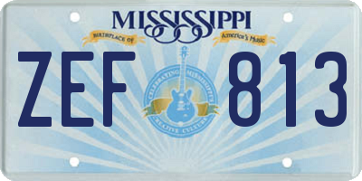 MS license plate ZEF813