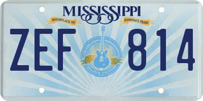 MS license plate ZEF814