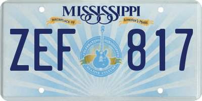 MS license plate ZEF817