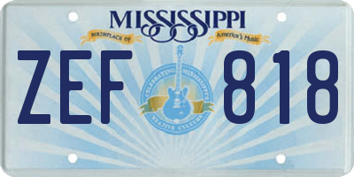 MS license plate ZEF818