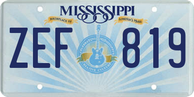 MS license plate ZEF819