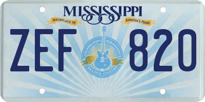 MS license plate ZEF820