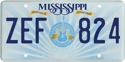 MS license plate ZEF824