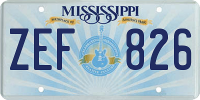 MS license plate ZEF826