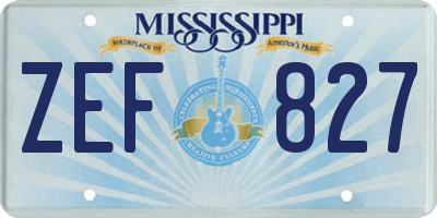 MS license plate ZEF827