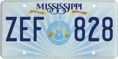 MS license plate ZEF828