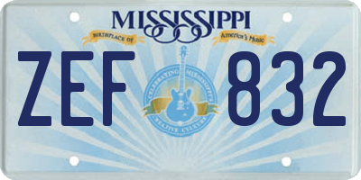 MS license plate ZEF832