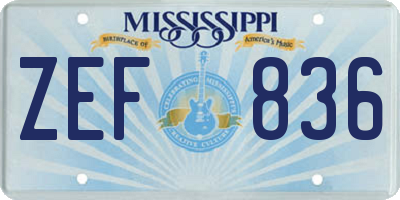 MS license plate ZEF836