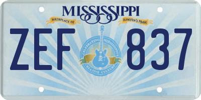 MS license plate ZEF837