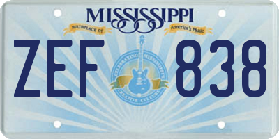 MS license plate ZEF838