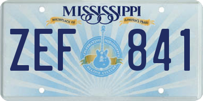 MS license plate ZEF841