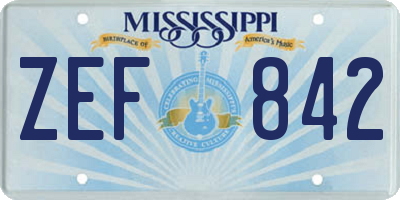 MS license plate ZEF842