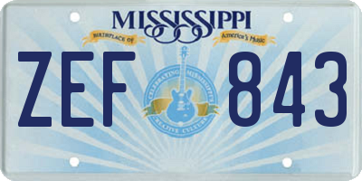 MS license plate ZEF843