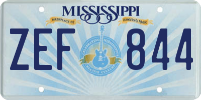MS license plate ZEF844