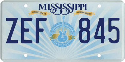 MS license plate ZEF845