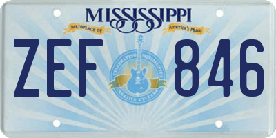 MS license plate ZEF846