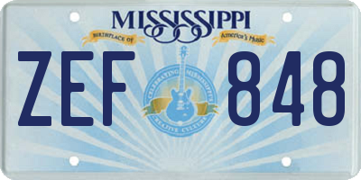 MS license plate ZEF848