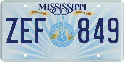 MS license plate ZEF849