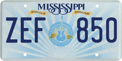 MS license plate ZEF850
