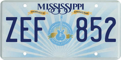 MS license plate ZEF852