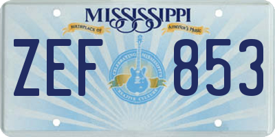 MS license plate ZEF853