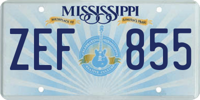 MS license plate ZEF855