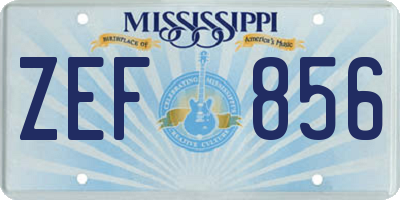 MS license plate ZEF856