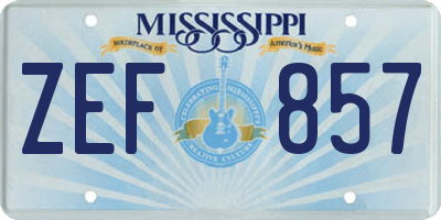MS license plate ZEF857