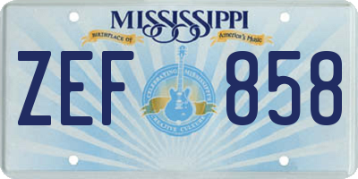 MS license plate ZEF858