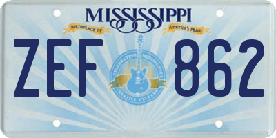 MS license plate ZEF862