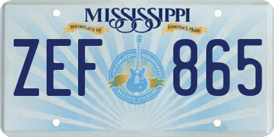 MS license plate ZEF865