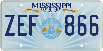 MS license plate ZEF866