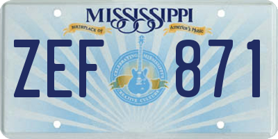MS license plate ZEF871