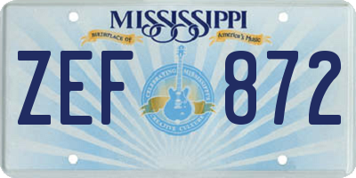 MS license plate ZEF872