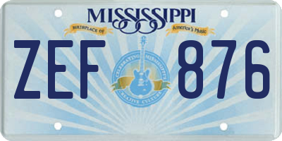 MS license plate ZEF876
