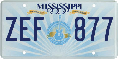 MS license plate ZEF877