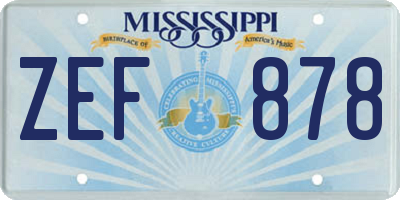 MS license plate ZEF878