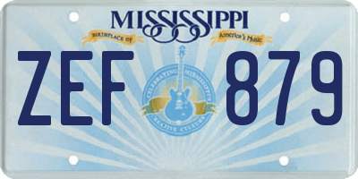 MS license plate ZEF879