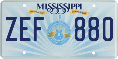 MS license plate ZEF880