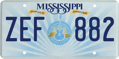 MS license plate ZEF882