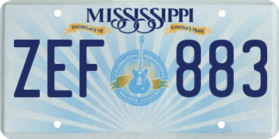 MS license plate ZEF883
