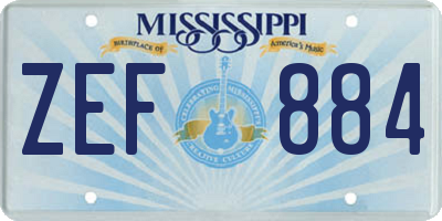 MS license plate ZEF884