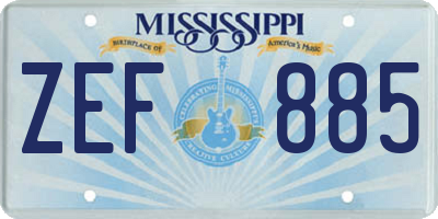MS license plate ZEF885