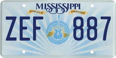 MS license plate ZEF887