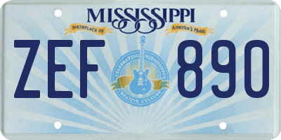 MS license plate ZEF890