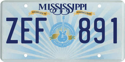 MS license plate ZEF891