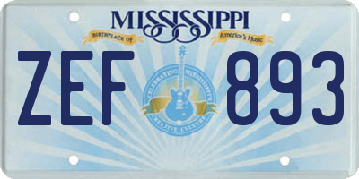 MS license plate ZEF893