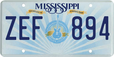 MS license plate ZEF894