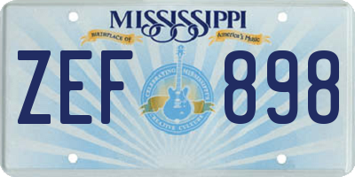 MS license plate ZEF898